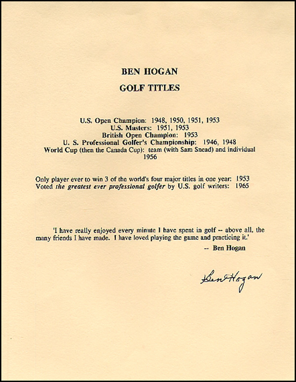 Lot 2347 Ben Hogan