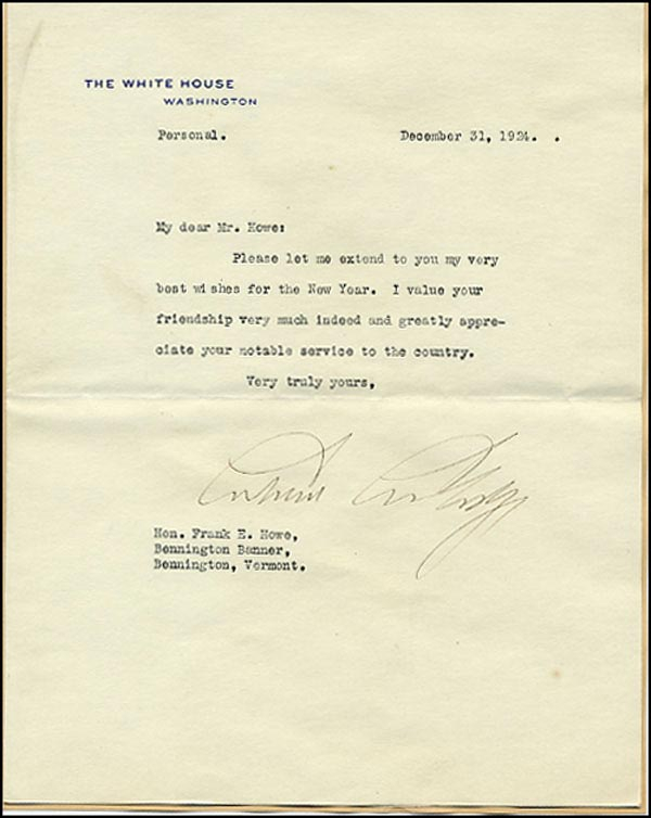 Lot 28 Calvin Coolidge
