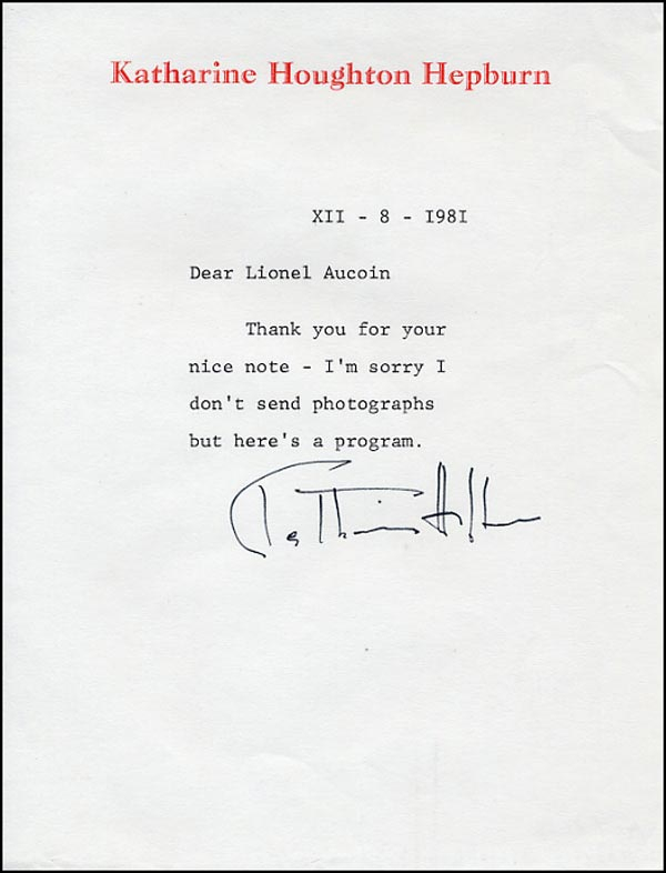 Lot 1688 Katharine Hepburn