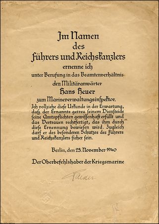 Lot #709 Erich Raeder - Image 1