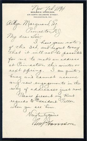 Lot #45 Benjamin Harrison - Image 1