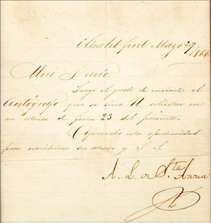 Lot #406 Antonio Lopez de Santa Anna - Image 1