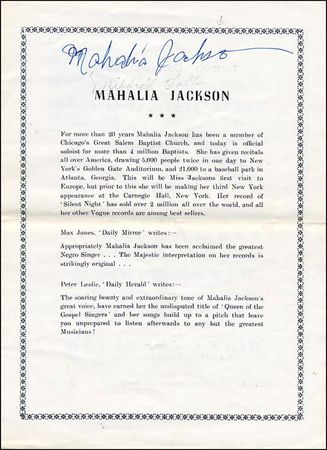 Lot #1047 Mahalia Jackson and Big Bill Broonzy - Image 1
