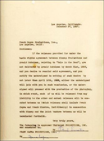 Lot #901 Frank Sinatra and Frank Capra - Image 2