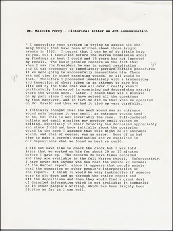 Lot #252 Kennedy Assassination: Perry, Malcom - Image 2