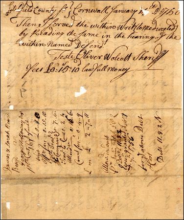 Lot #223  Declaration of Independence: Wolcott, Oliver - Image 1