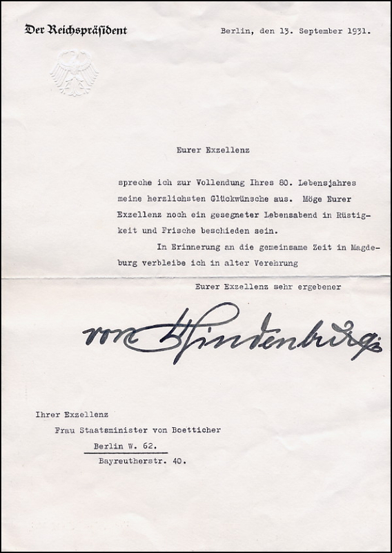 Lot 661 Paul von Hindenburg