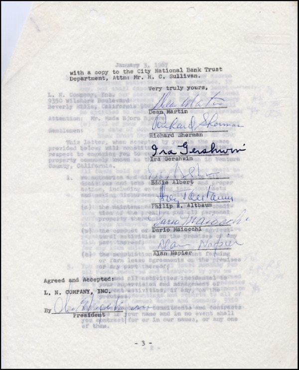 Lot 2251 Dean Martin, Ira Gershwin, and Alan Napier