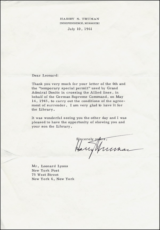 Lot 178 Harry S. Truman