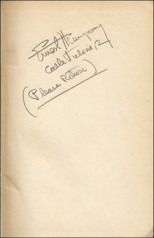 Lot 1012 Ernest Hemingway