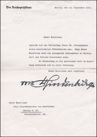 Lot #661 Paul von Hindenburg - Image 1