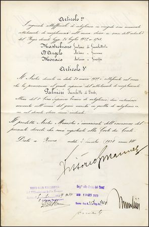 Lot #725 Benito Mussolini and Vittorio Emanuele III - Image 1