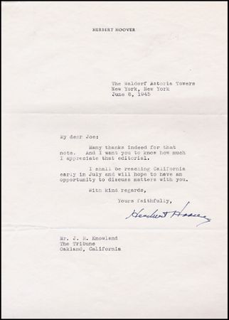 Lot #77 Herbert Hoover - Image 1