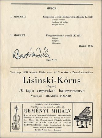 Lot #981 Béla Bartok - Image 1
