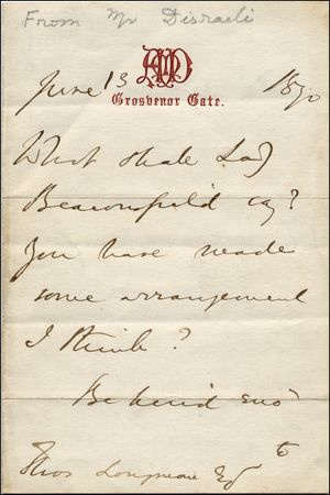 Lot #167 Benjamin Disraeli - Image 1