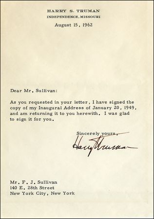 Lot #132 Harry S. Truman - Image 1