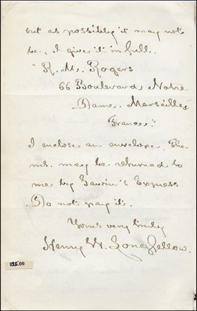 Lot #521 Henry Wadsworth Longfellow - Image 2