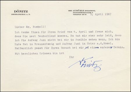 Lot #422 Karl Dönitz - Image 2