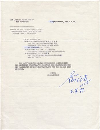 Lot #422 Karl Dönitz - Image 4
