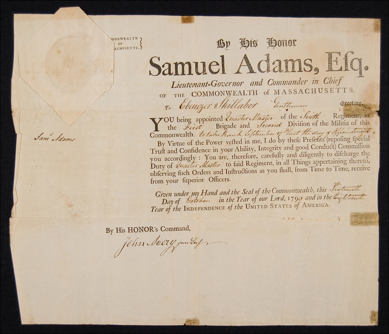 Lot 288 Declaration of Independence: Adams, Samuel