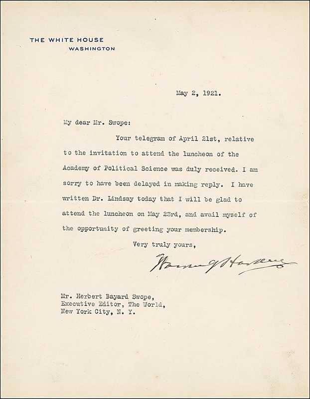 Lot 59 Warren G. Harding