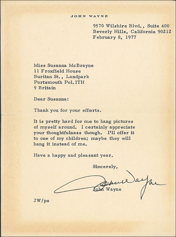 Lot 1261 John Wayne and John Ford