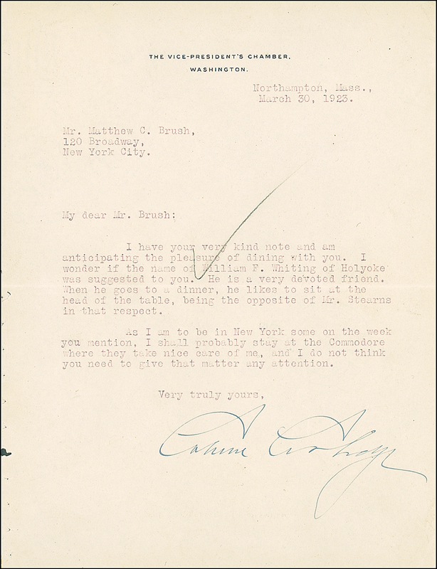 Lot 26 Calvin Coolidge
