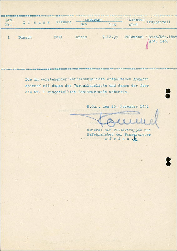 Lot 408 Erwin Rommel