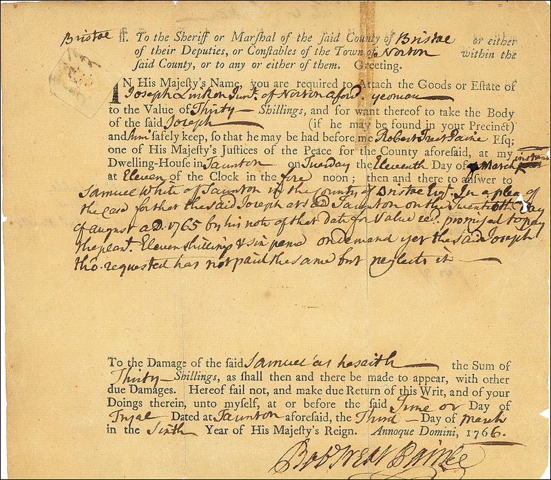 Lot 211 Declaration of Independence: Paine, Robert Treat