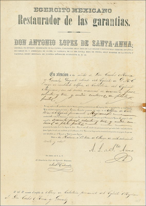 Lot 307 Antonio López de Santa Anna