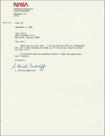 Lot #474 Christa McAuliffe - Image 1