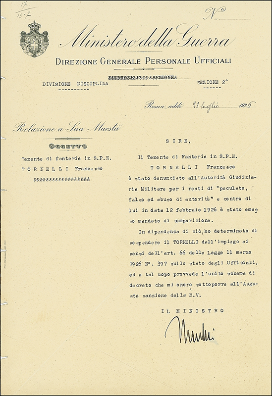 Lot 389 Benito Mussolini