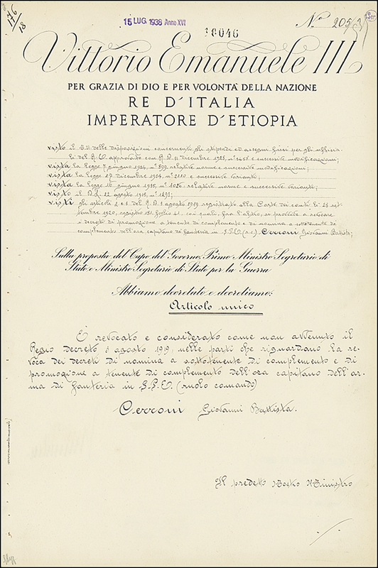 Lot 282 Benito Mussolini and Vittorio Emanuele III