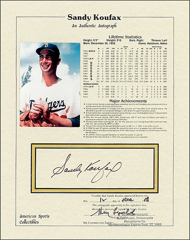 Lot 1119 Mickey Mantle and Sandy Koufax