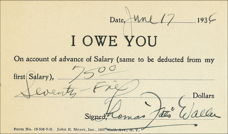 Lot 745 Thomas “Fats” Waller