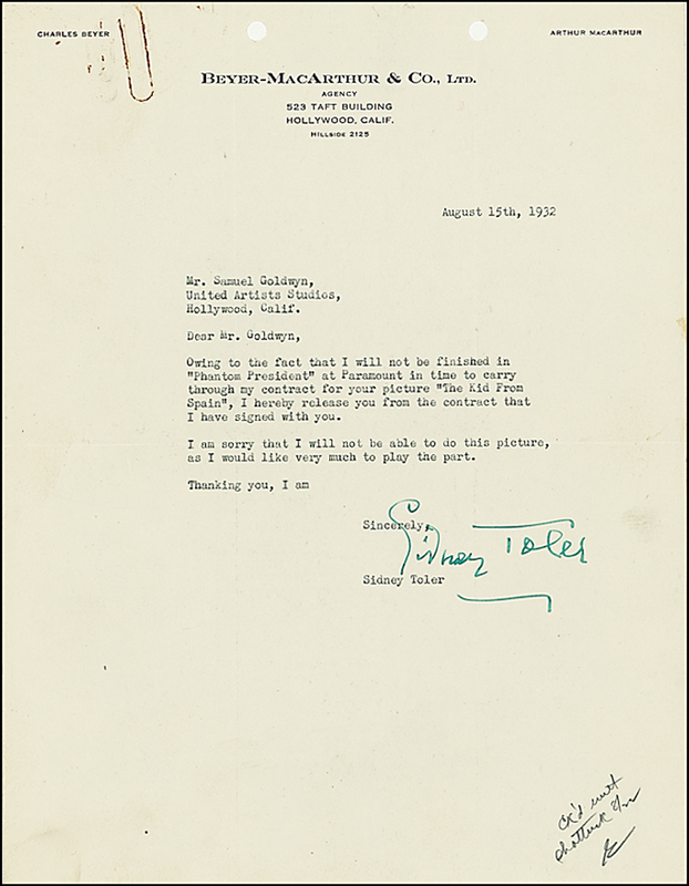 Lot 984 Sidney Toler