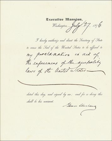 Lot #28 Grover Cleveland