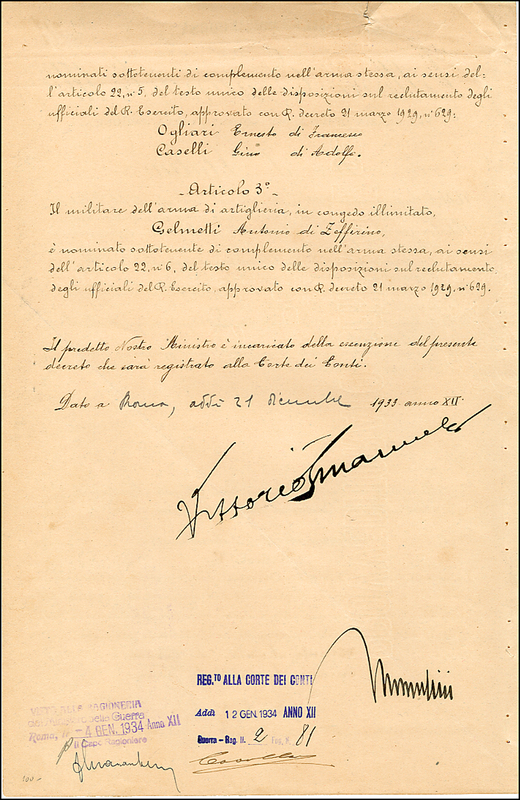 Lot 313 Benito Mussolini & Vittorio Emanuele III