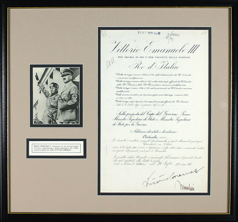Lot 398 Benito Mussolini & Vittorio Emanuel III