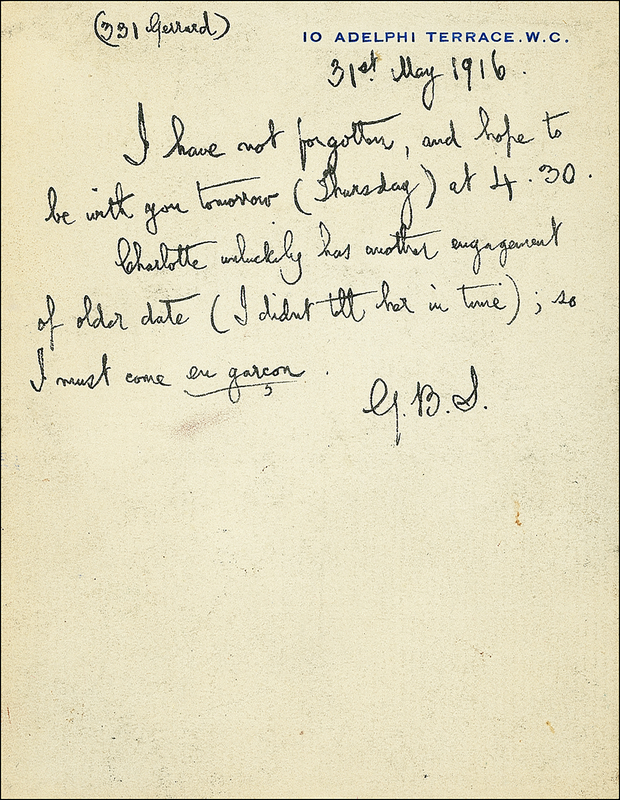 Lot 485 George Bernard Shaw