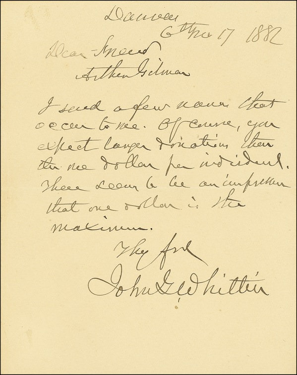 Lot 497 John Greenleaf Whittier