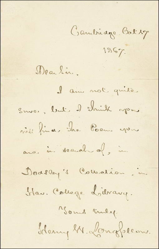 Lot 458 Henry Wadsworth Longfellow