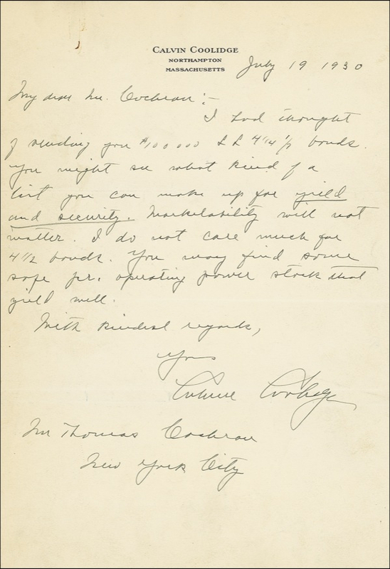 Lot 26 Calvin Coolidge