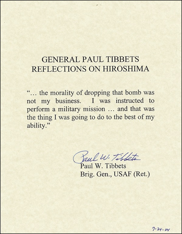 Lot 277 Enola Gay: Tibbets, Paul