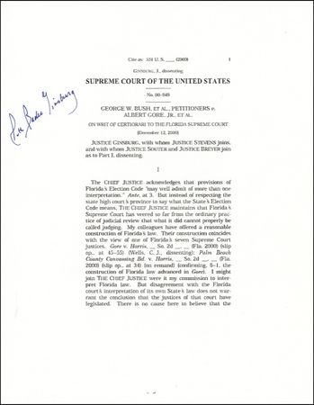 Lot #10 George W. Bush: Ginsburg, Ruth Bader