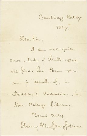 Lot #458 Henry Wadsworth Longfellow - Image 1