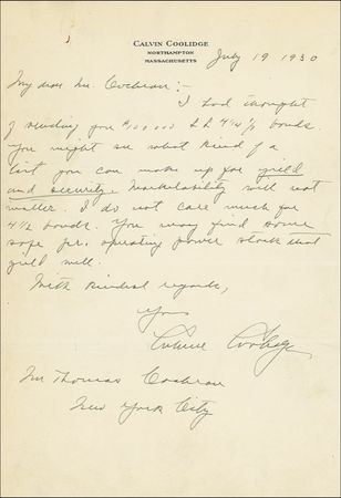 Lot #26 Calvin Coolidge