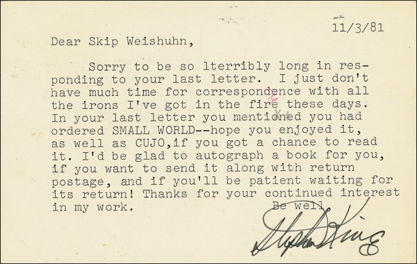 Lot 598 Stephen King