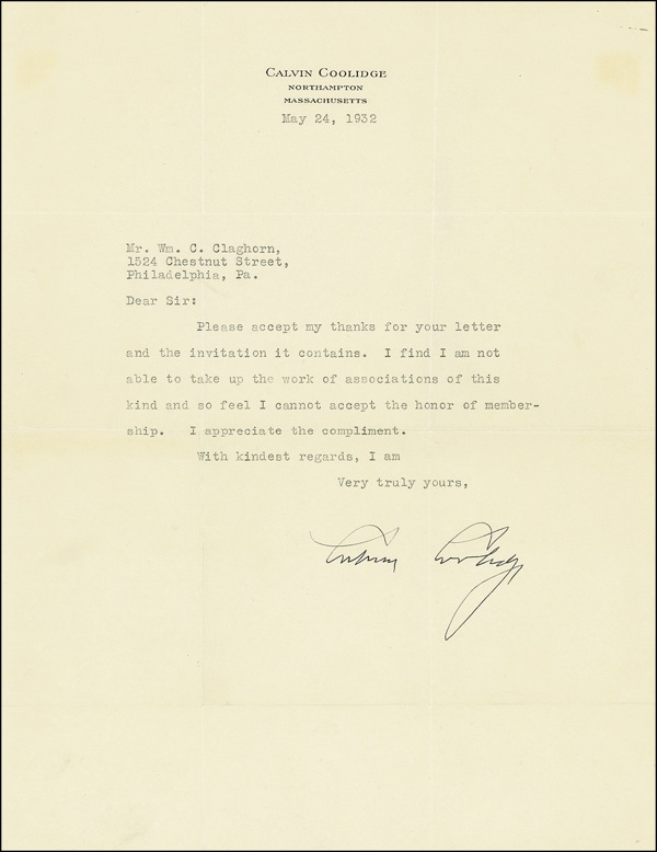 Lot 40 Calvin Coolidge