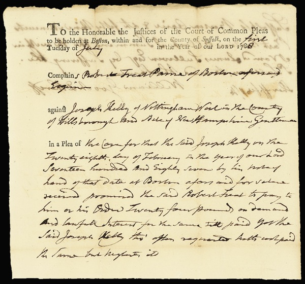 Lot 251 Declaration of Independence: Paine, Robert Treat